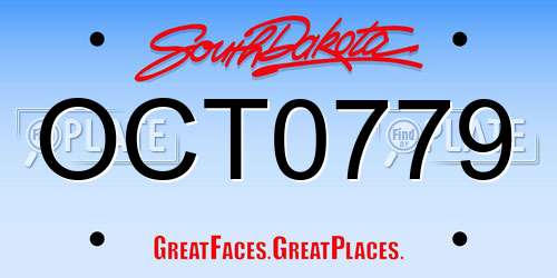 OCT0779 South Dakota License Plate