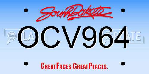 OCV964 South Dakota License Plate