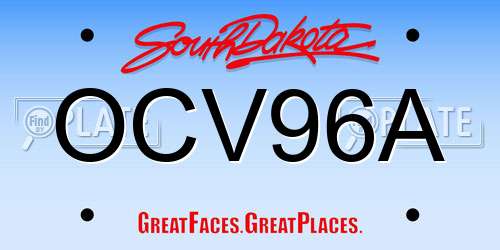 OCV96A South Dakota License Plate