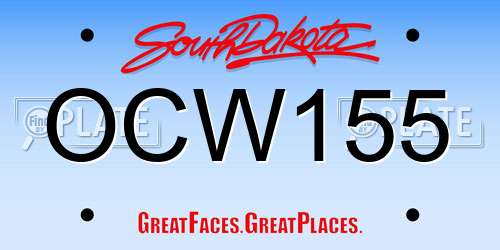 OCW155 South Dakota License Plate