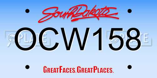 OCW158 South Dakota License Plate