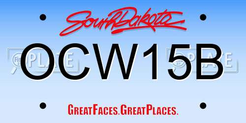OCW15B South Dakota License Plate
