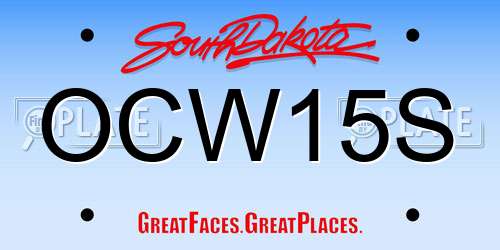 OCW15S South Dakota License Plate