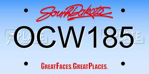 OCW185 South Dakota License Plate