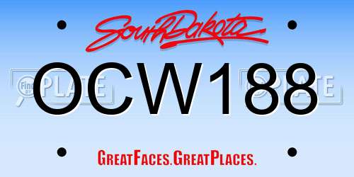 OCW188 South Dakota License Plate