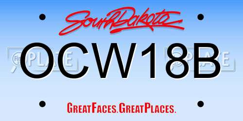 OCW18B South Dakota License Plate
