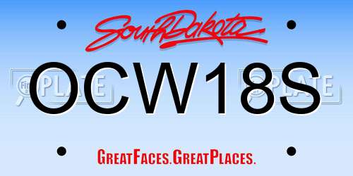 OCW18S South Dakota License Plate