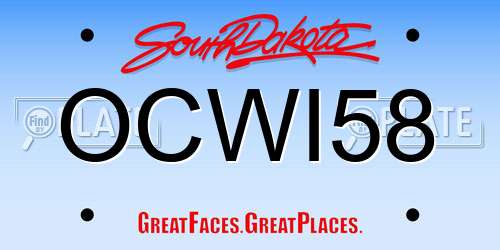 OCWI58 South Dakota License Plate