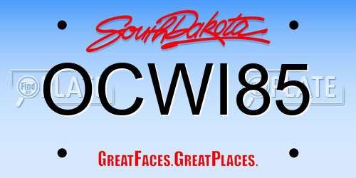 OCWI85 South Dakota License Plate