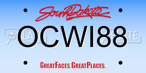 OCWI88 South Dakota License Plate