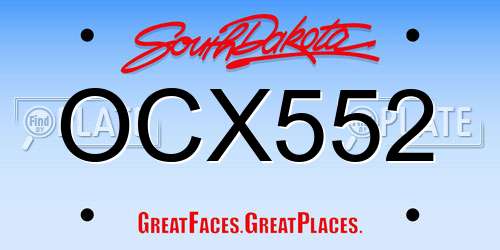 OCX552 South Dakota License Plate