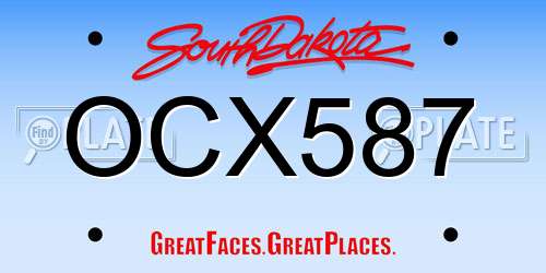OCX587 South Dakota License Plate