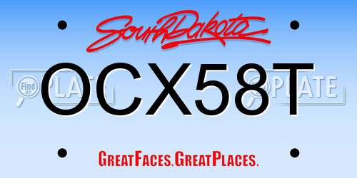 OCX58T South Dakota License Plate