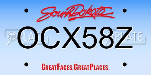 OCX58Z South Dakota License Plate