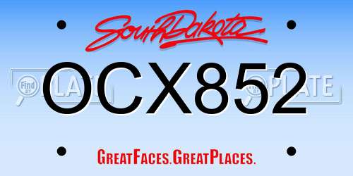 OCX852 South Dakota License Plate