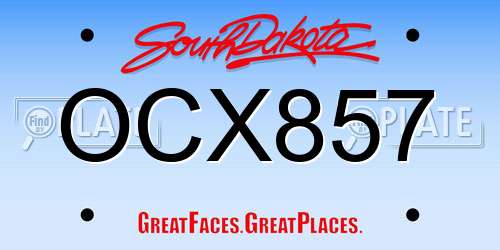 OCX857 South Dakota License Plate