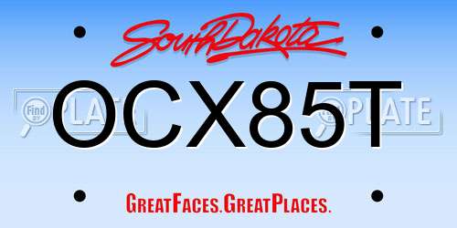 OCX85T South Dakota License Plate