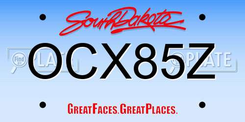 OCX85Z South Dakota License Plate