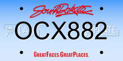 OCX882 South Dakota License Plate