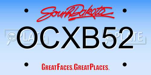 OCXB52 South Dakota License Plate