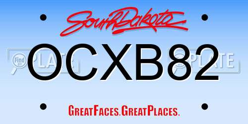 OCXB82 South Dakota License Plate