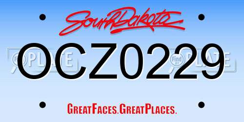 OCZ0229 South Dakota License Plate