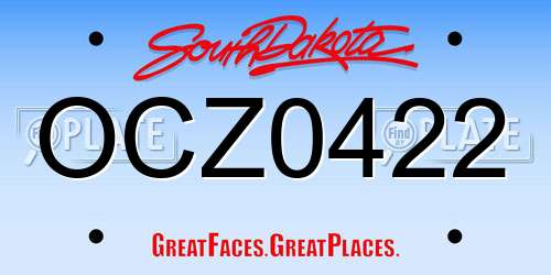 OCZ0422 South Dakota License Plate