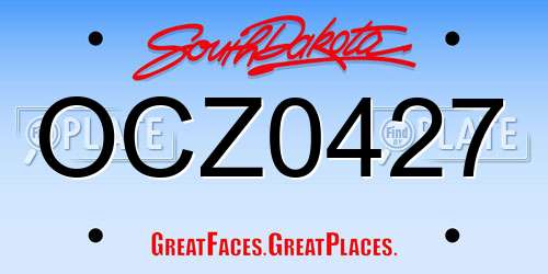 OCZ0427 South Dakota License Plate