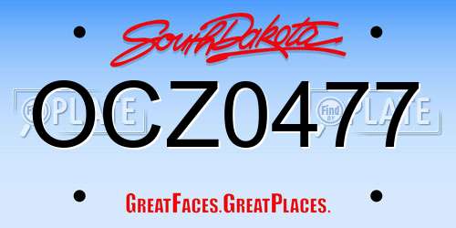 OCZ0477 South Dakota License Plate