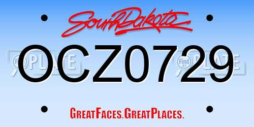 OCZ0729 South Dakota License Plate