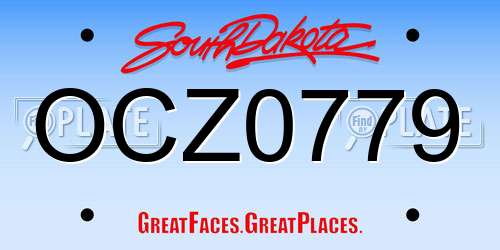 OCZ0779 South Dakota License Plate
