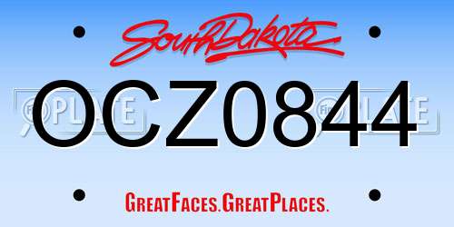 OCZ0844 South Dakota License Plate