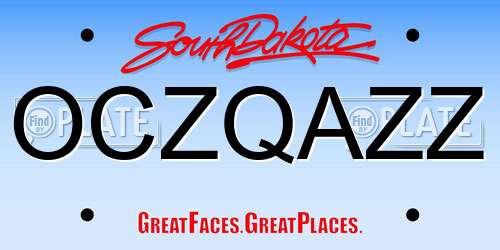 OCZQAZZ South Dakota License Plate