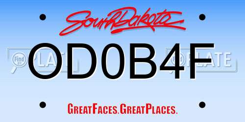 OD0B4F South Dakota License Plate