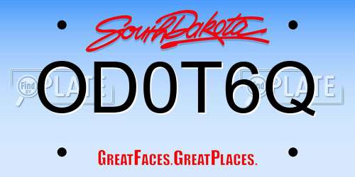 OD0T6Q South Dakota License Plate