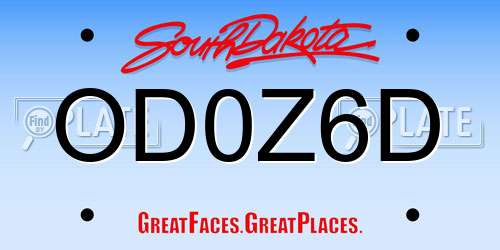 OD0Z6D South Dakota License Plate