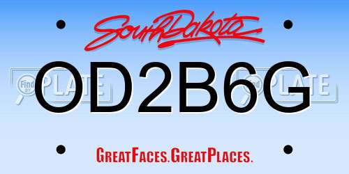 OD2B6G South Dakota License Plate