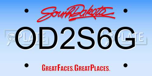 OD2S6G South Dakota License Plate