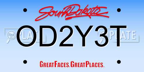 OD2Y3T South Dakota License Plate