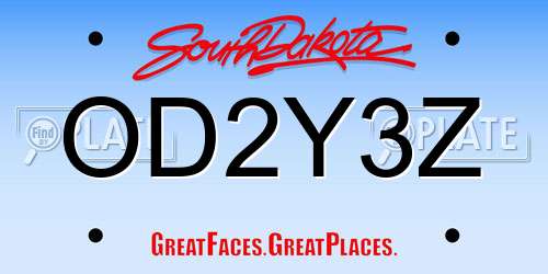 OD2Y3Z South Dakota License Plate
