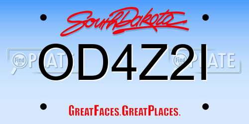 OD4Z2I South Dakota License Plate