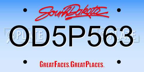 OD5P563 South Dakota License Plate