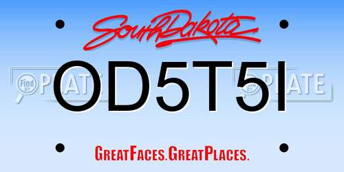 OD5T5I South Dakota License Plate
