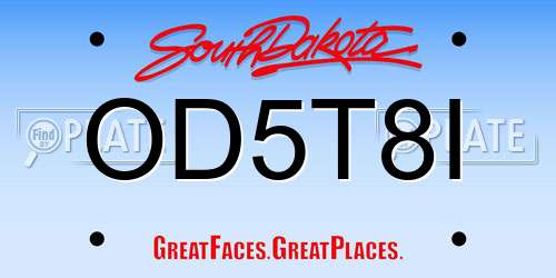 OD5T8I South Dakota License Plate