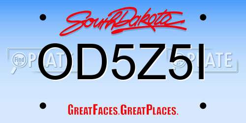 OD5Z5I South Dakota License Plate