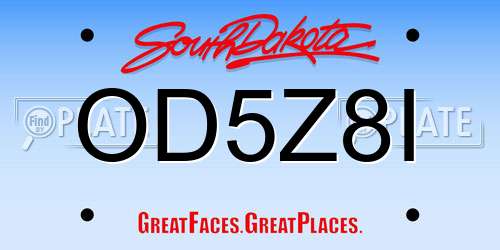 OD5Z8I South Dakota License Plate