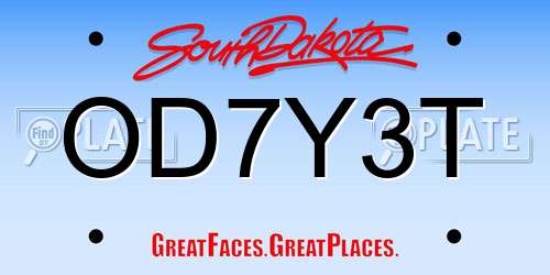 OD7Y3T South Dakota License Plate