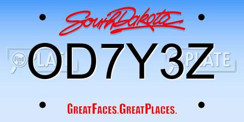 OD7Y3Z South Dakota License Plate