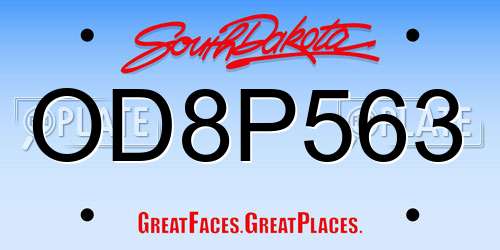 OD8P563 South Dakota License Plate