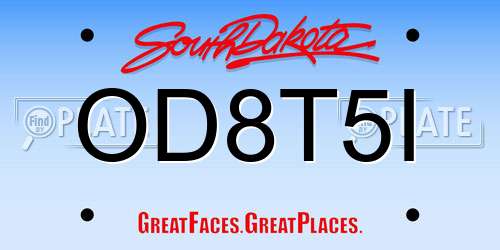 OD8T5I South Dakota License Plate